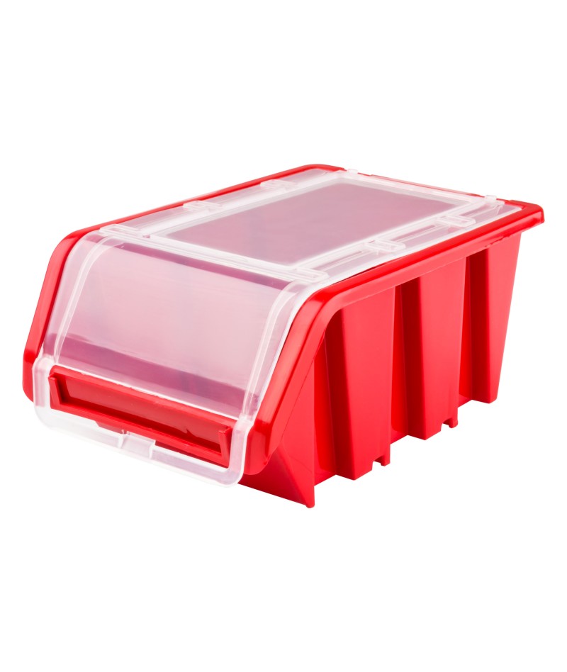 10 stacking containers with lid NPKL6 Black and Red