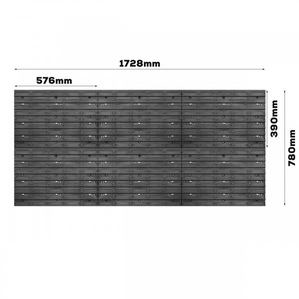 Tool wall 1728 x 780 with 30 containers including lids