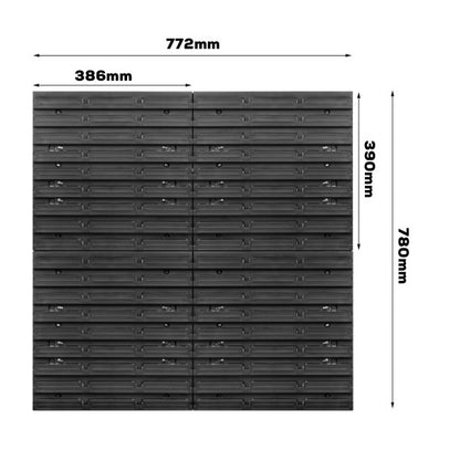 Werkzeugwand 77 x 78 cm mit Halterungen und 32 Ablagen