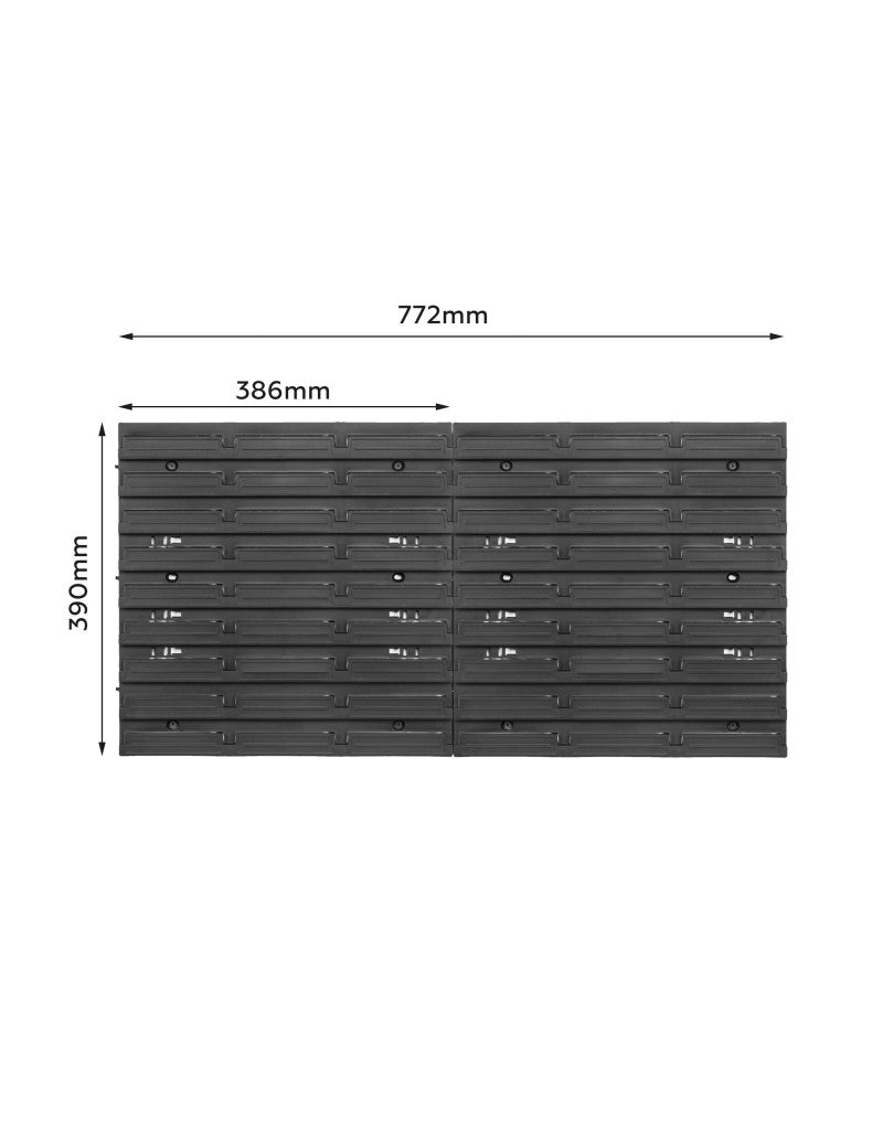 Gereedschapswand 780 x 390 mm met 34 bakjes